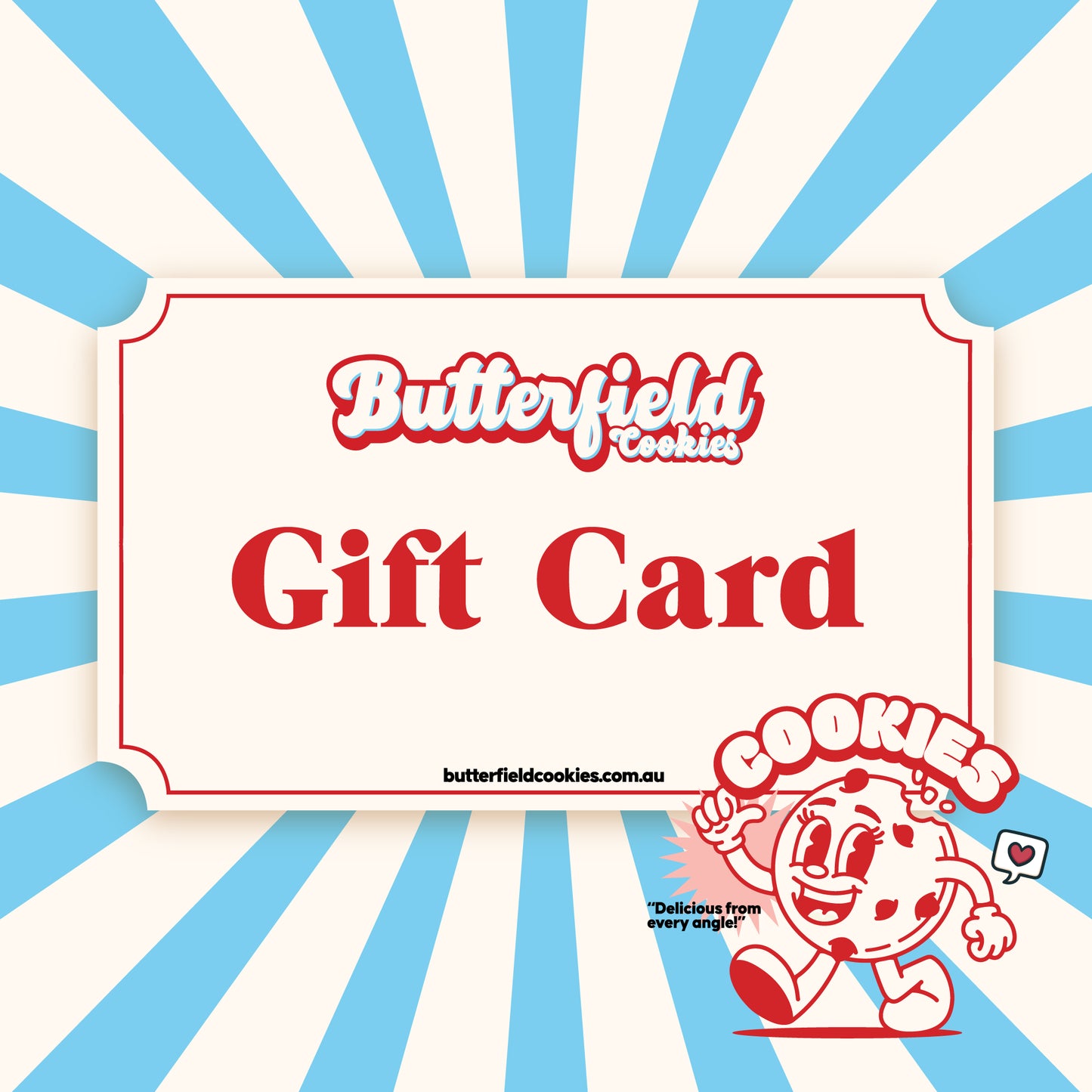 Butterfield Cookies gift card, the perfect present for cookie lovers in Sydney.