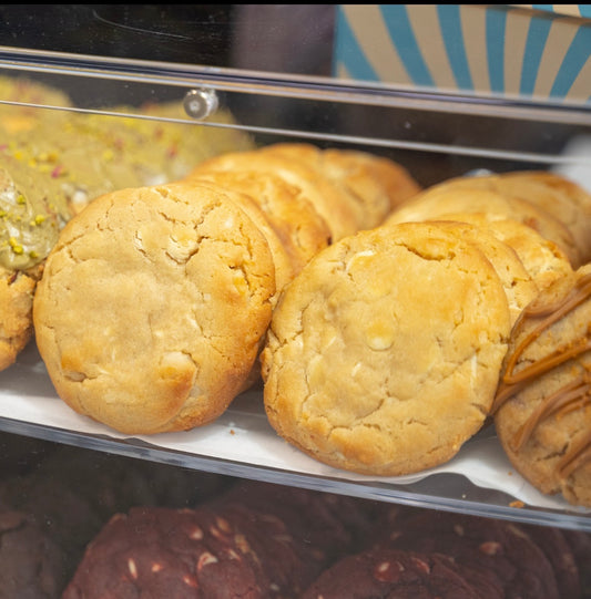 Delicious Macadamia chunky cookie, freshly baked by Butterfield Cookies, a top Sydney bakery.